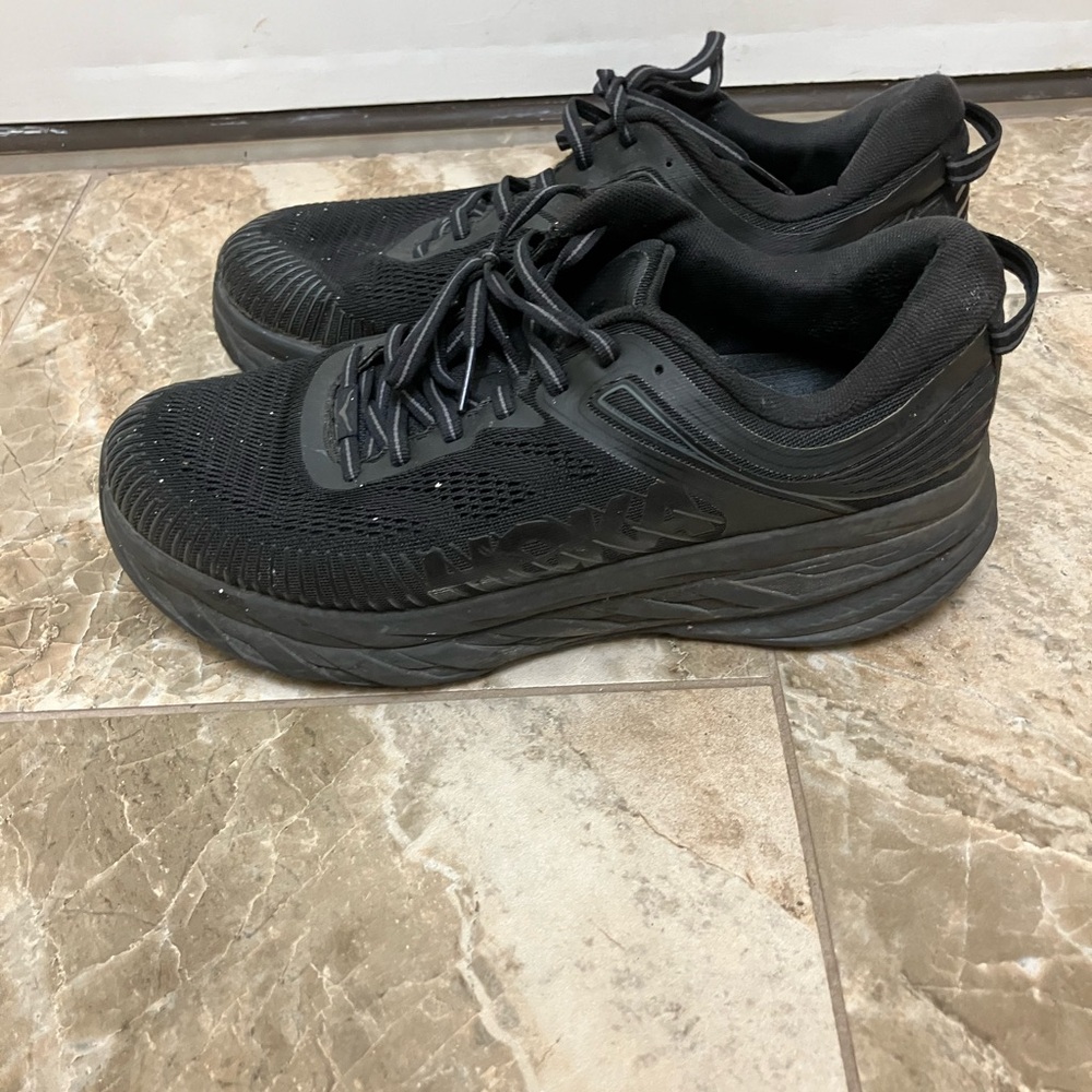 Hoka One One Bondi 7 Running Shoes- Mens- Size 8.5 Black- Athletic Sneakers